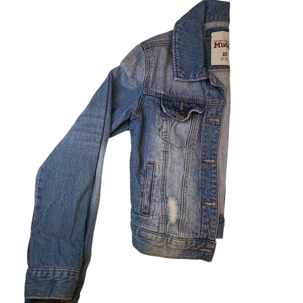 MUDD Blue Denim Distressed Jacket XS - Picture 4 of 7